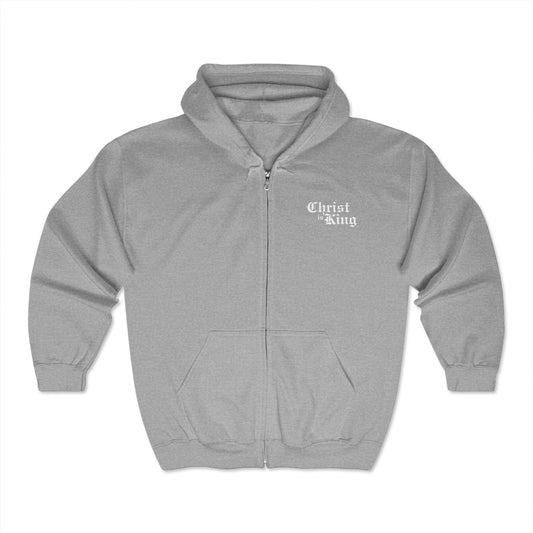 Grey "CHRIST IS KING" Full Zip Hoodie